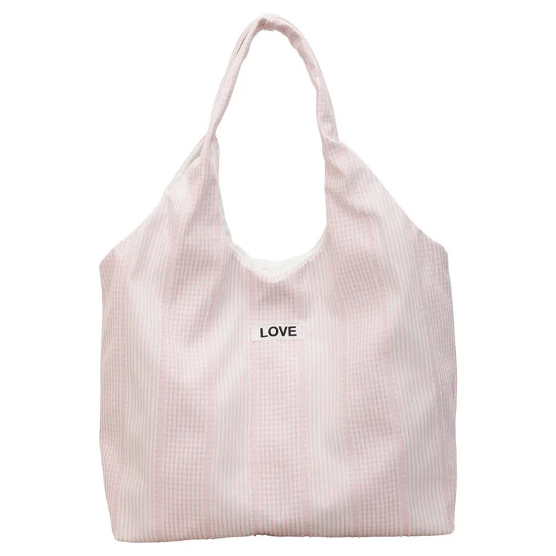 Korean-Style Canvas Tote Bag – Large Shoulder Bag for Women