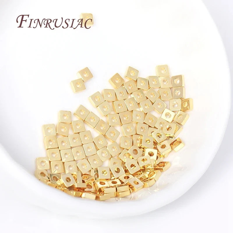 3mm 18K Gold Plated Flat Square Spacer Beads | DIY Jewelry