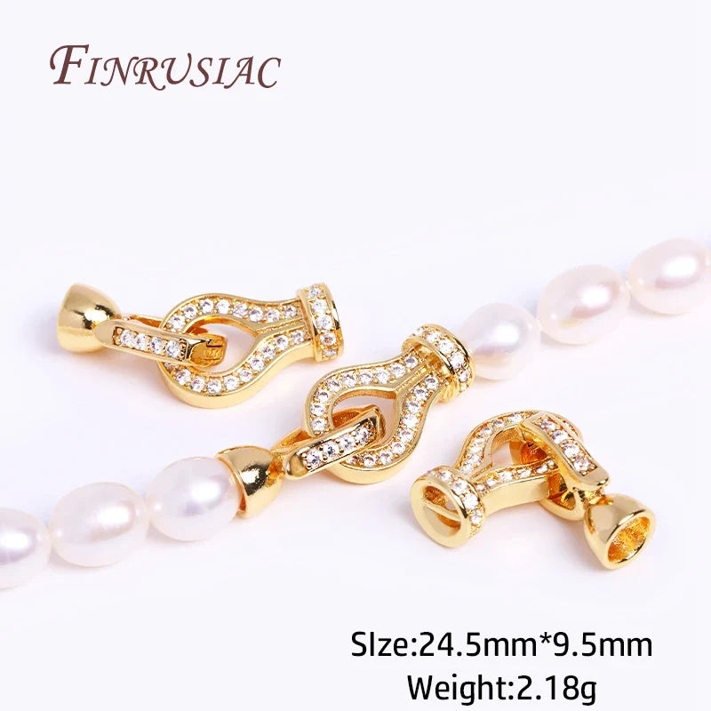 18K Gold Plated Zircon Bead Clasp | DIY Necklace Jewelry