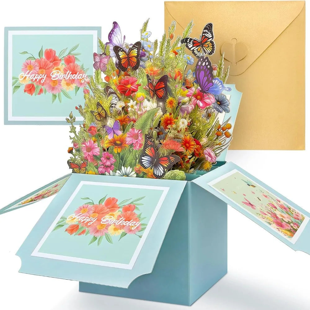 3D Pop-Up Flower Bouquet Greeting Card – Birthday & Wedding