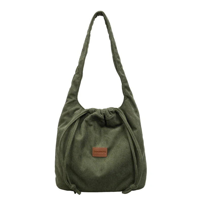 Korean Minimalist Plush Drawstring Tote Bag – Large Capacity