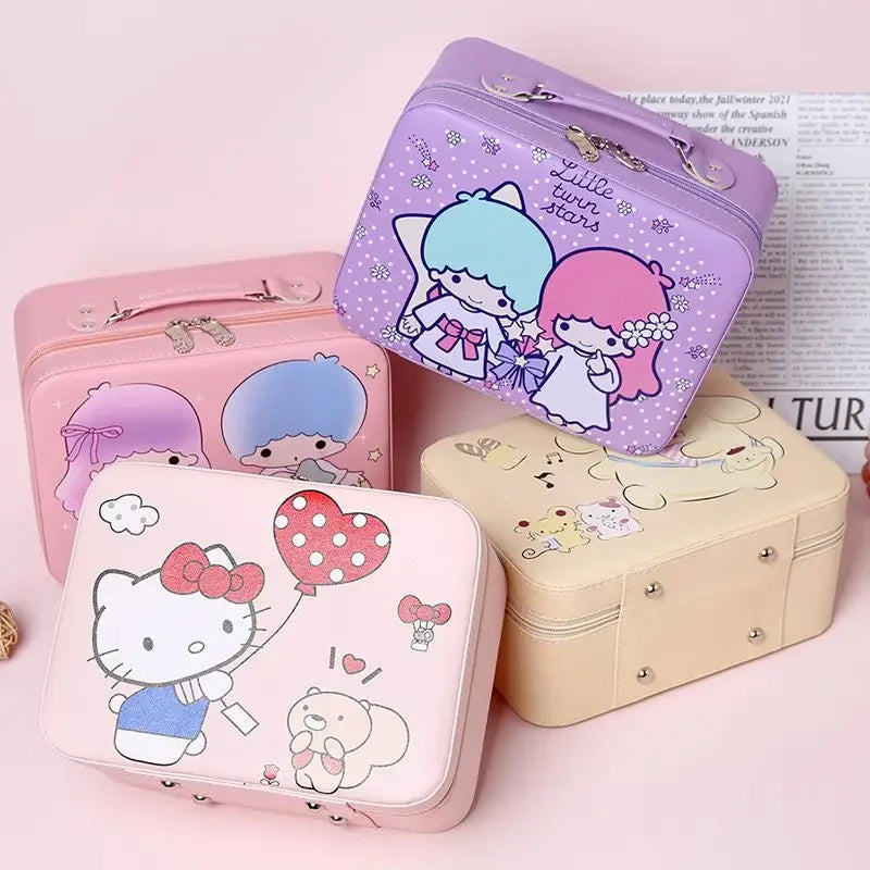 Sanrio Kawaii Makeup Bag with Mirror – Extra Large PU Leather