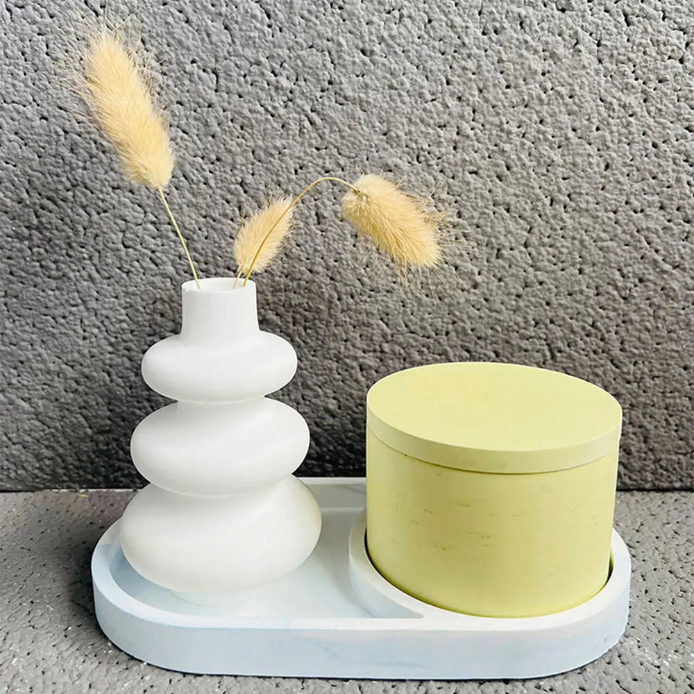 Silicone Round Candle Jar Vase Mold – Resin Plaster Cement DIY