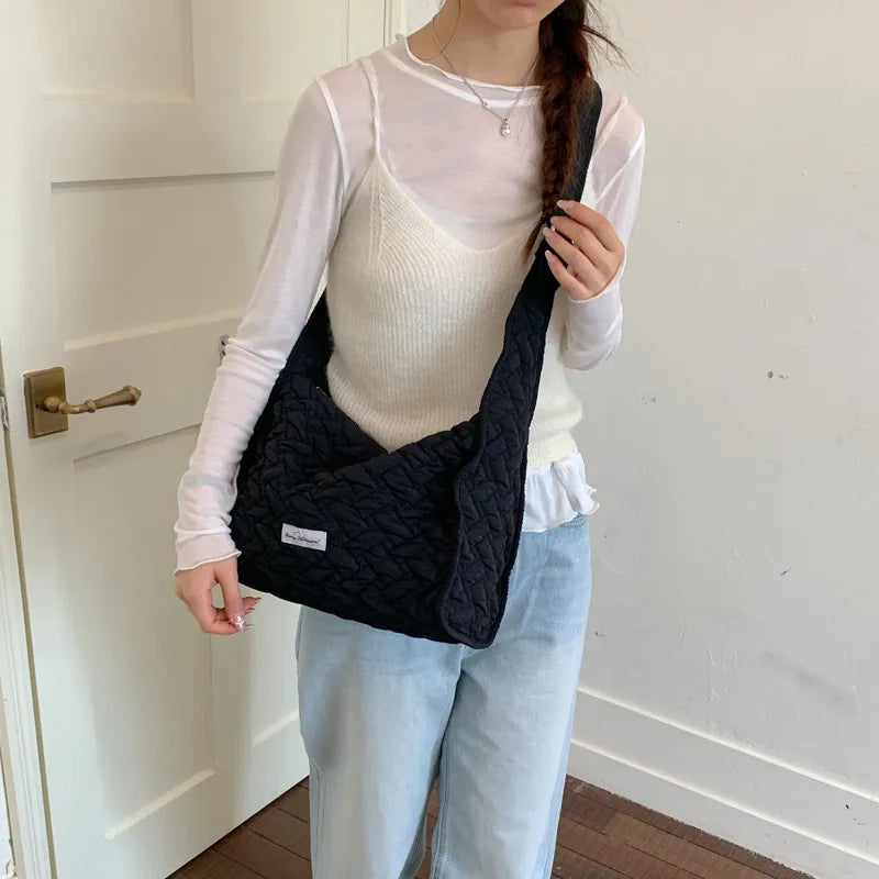 Korean Woven Women's Large Tote Shoulder & Crossbody Bag