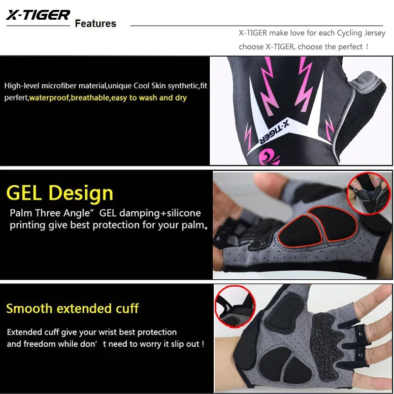 X-TIGER Half Finger Cycling Gloves | MTB Road Bike Women