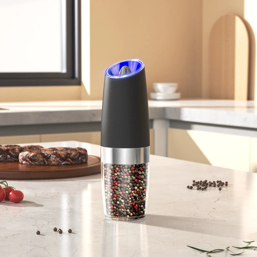 CLITON Electric Gravity Salt & Pepper Grinder Set | LED Mill