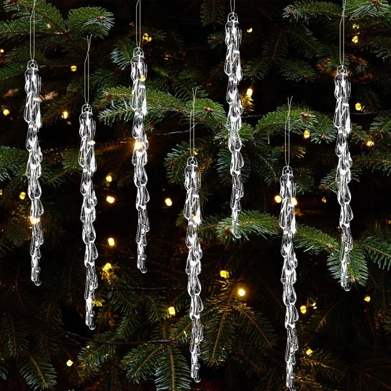 20pcs Clear Acrylic Icicle Ornaments – Christmas Tree Decorations