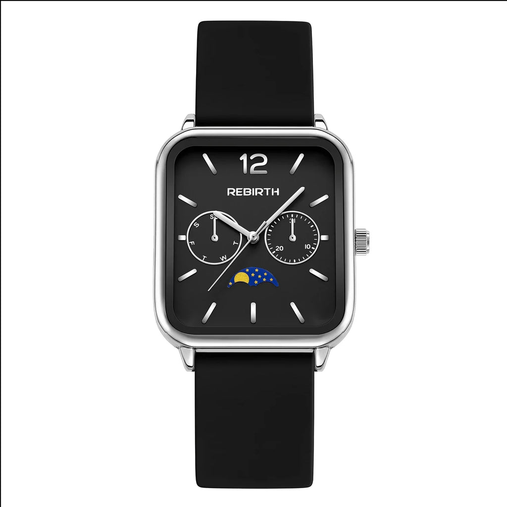 REBIRTH Women's Slim Quartz Watch Silicone Strap Waterproof