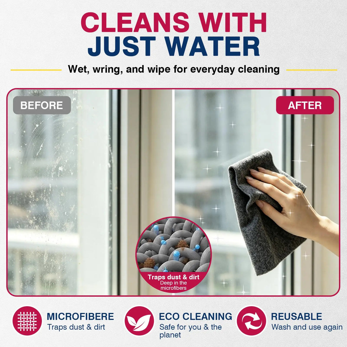 Microfiber Cleaning Cloths 5-Pack | Streak-Free, Scratch-Free