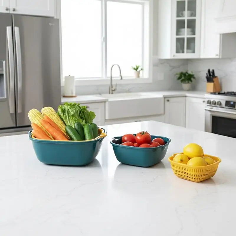 6-Pack Double-Layer Plastic Drain Basket Set – Kitchen Storage