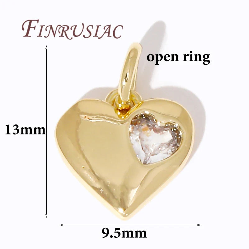 18K Gold Plated Zircon Heart Charms – DIY Jewelry Pendants