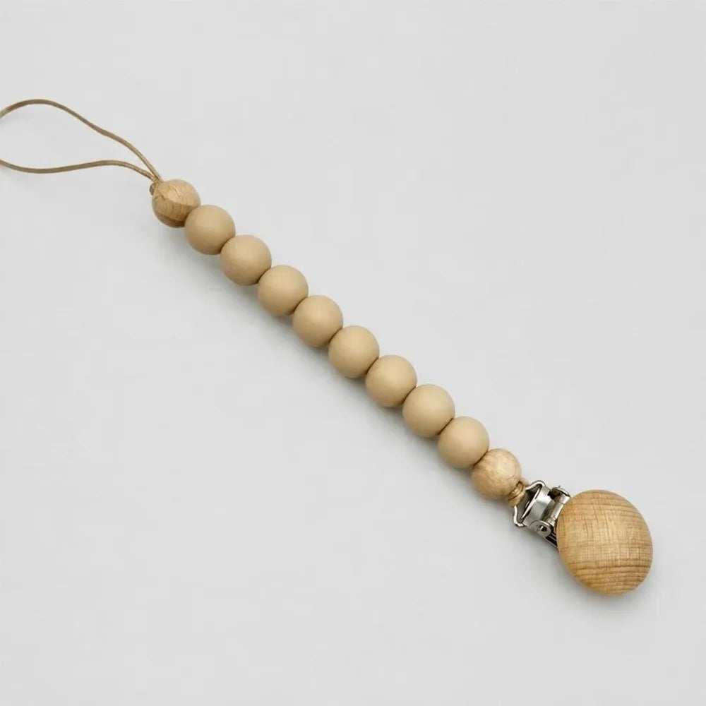 Silicone Wood Pacifier Clip – Food Grade Baby Soother Holder
