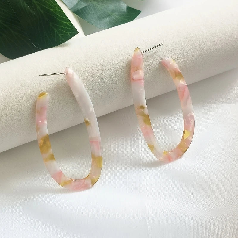 Women's U-Shaped Acetate Drop Earrings – Elegant Fashion Jewelry