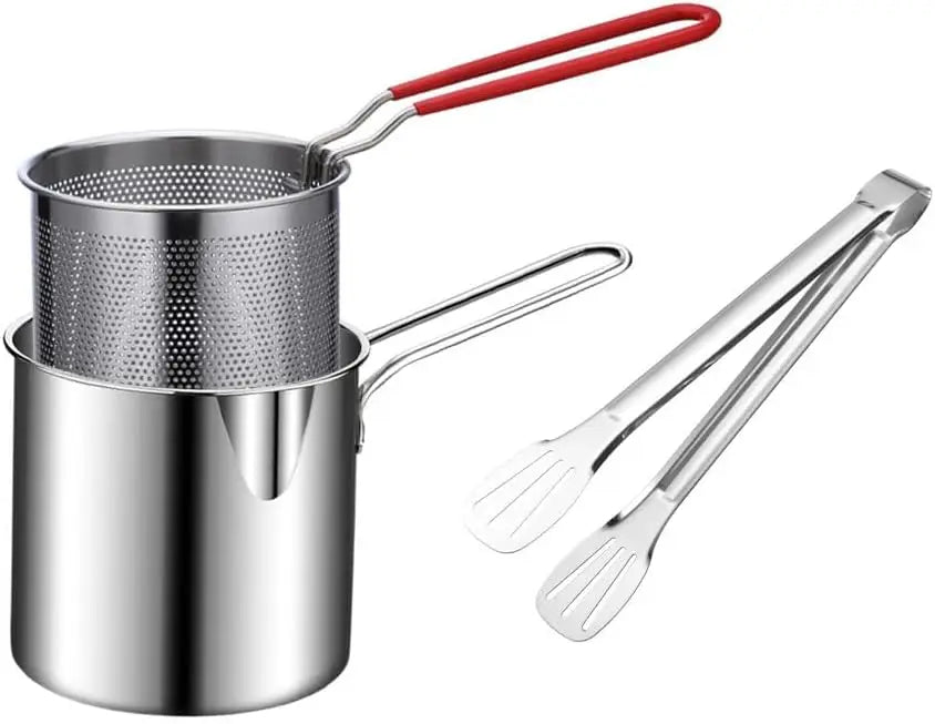Mini Deep Fryer Pot with Basket – 304 Stainless Steel