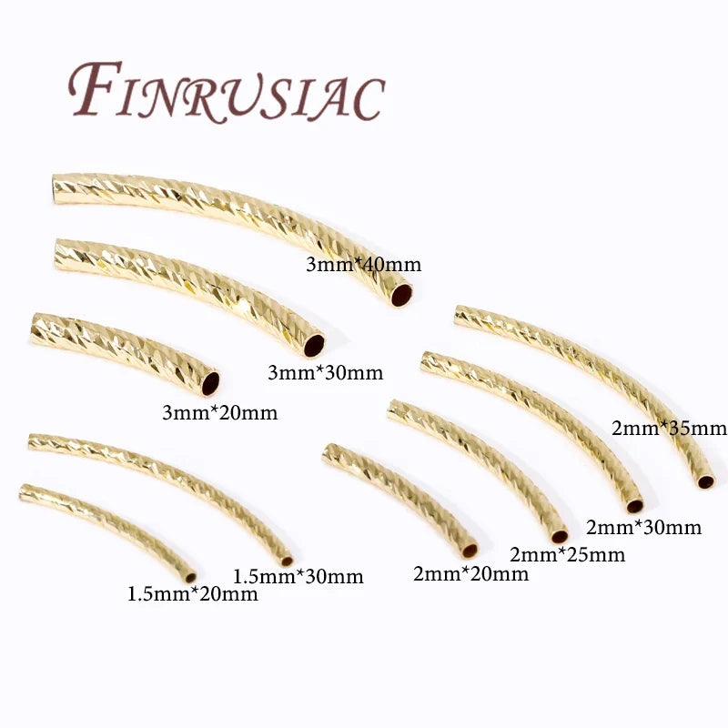 20Pcs 18K Gold Plated Brass Curved Tube Spacer Beads DIY