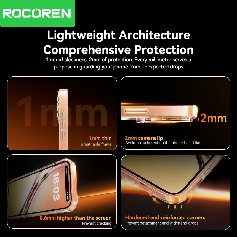 Rocoren Clear Magnetic iPhone 17 Pro/Air/Max Case | Wireless