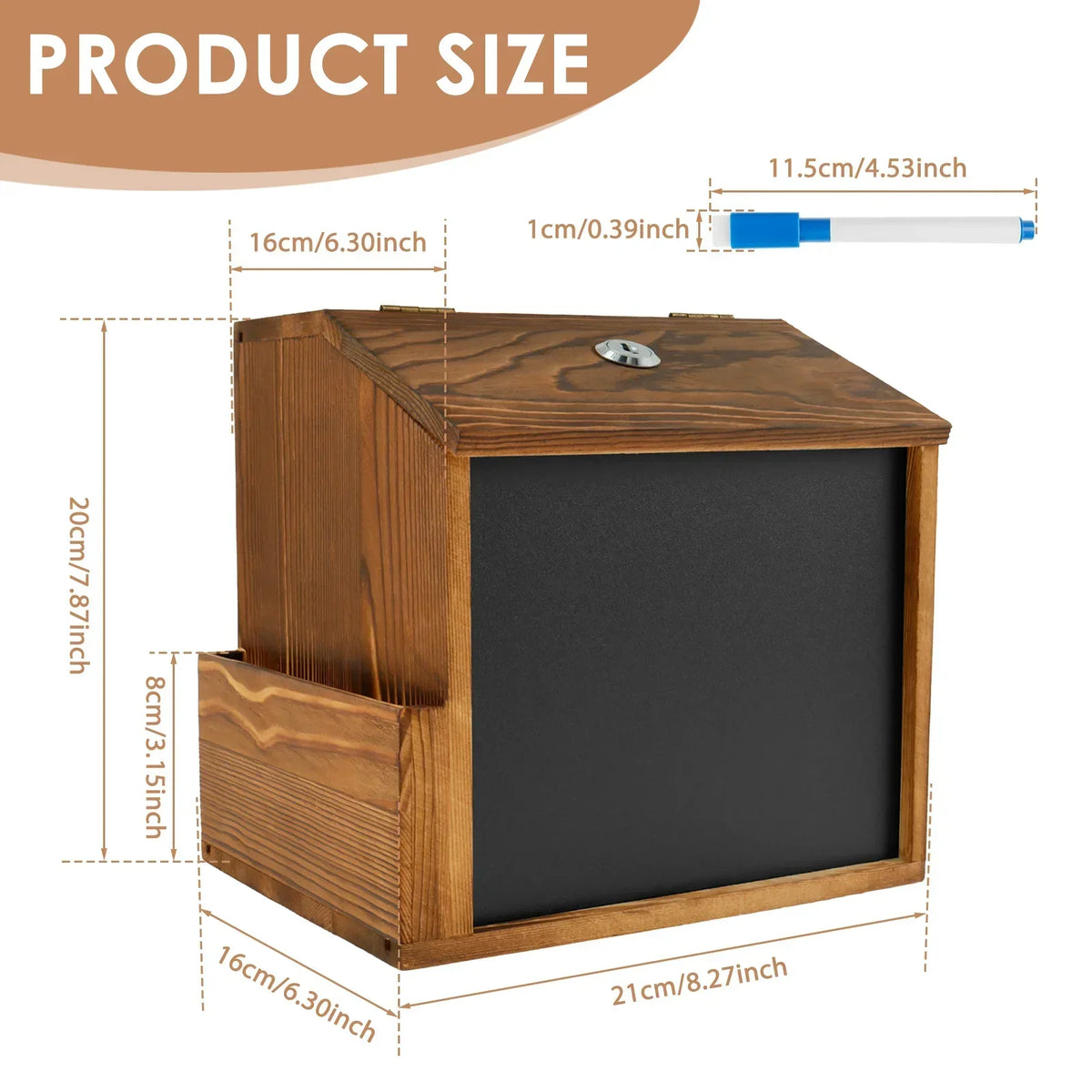 Wood Suggestion Box Wall Mounted Ballot & Donation Box with Lock
