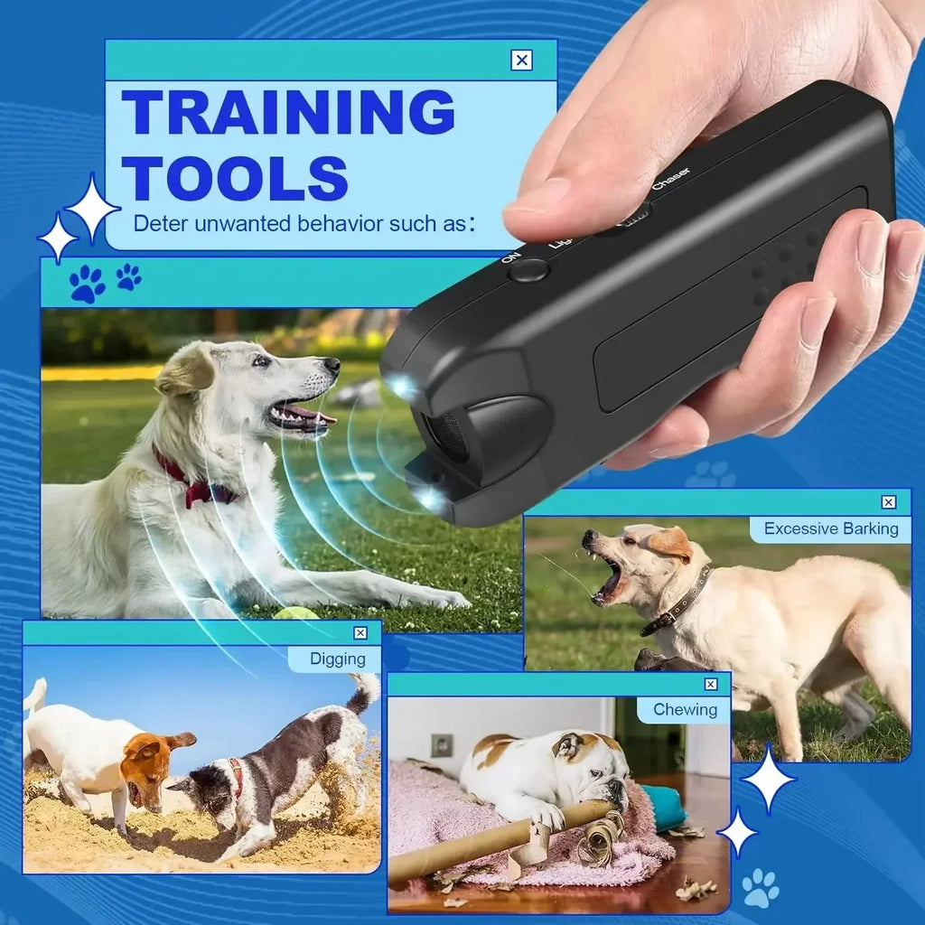 Ultrasonic Dog Repeller – Anti-Bark Training Device & LED