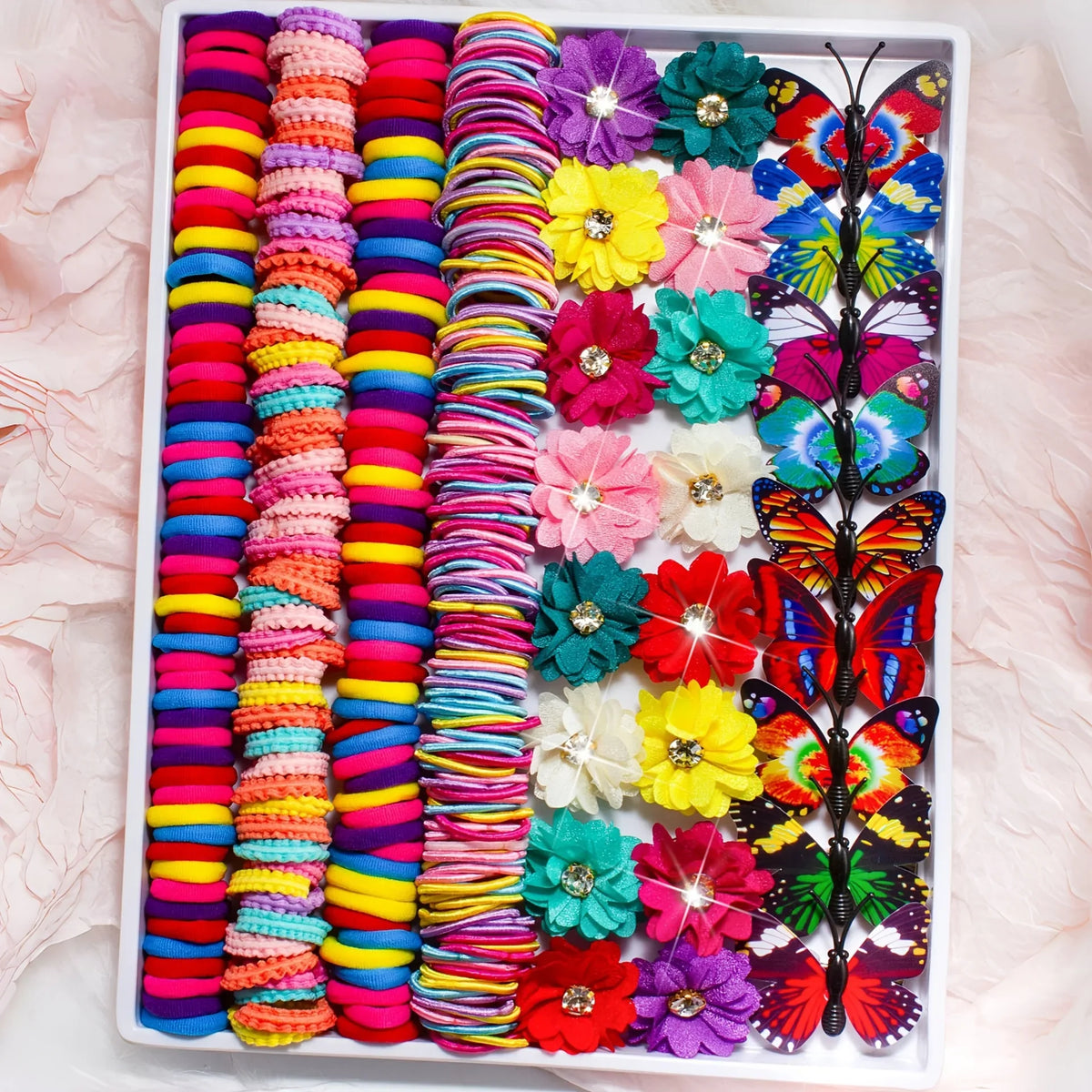 881Pcs Kids Hair Accessories – Clips, Ties & Scrunchies Set