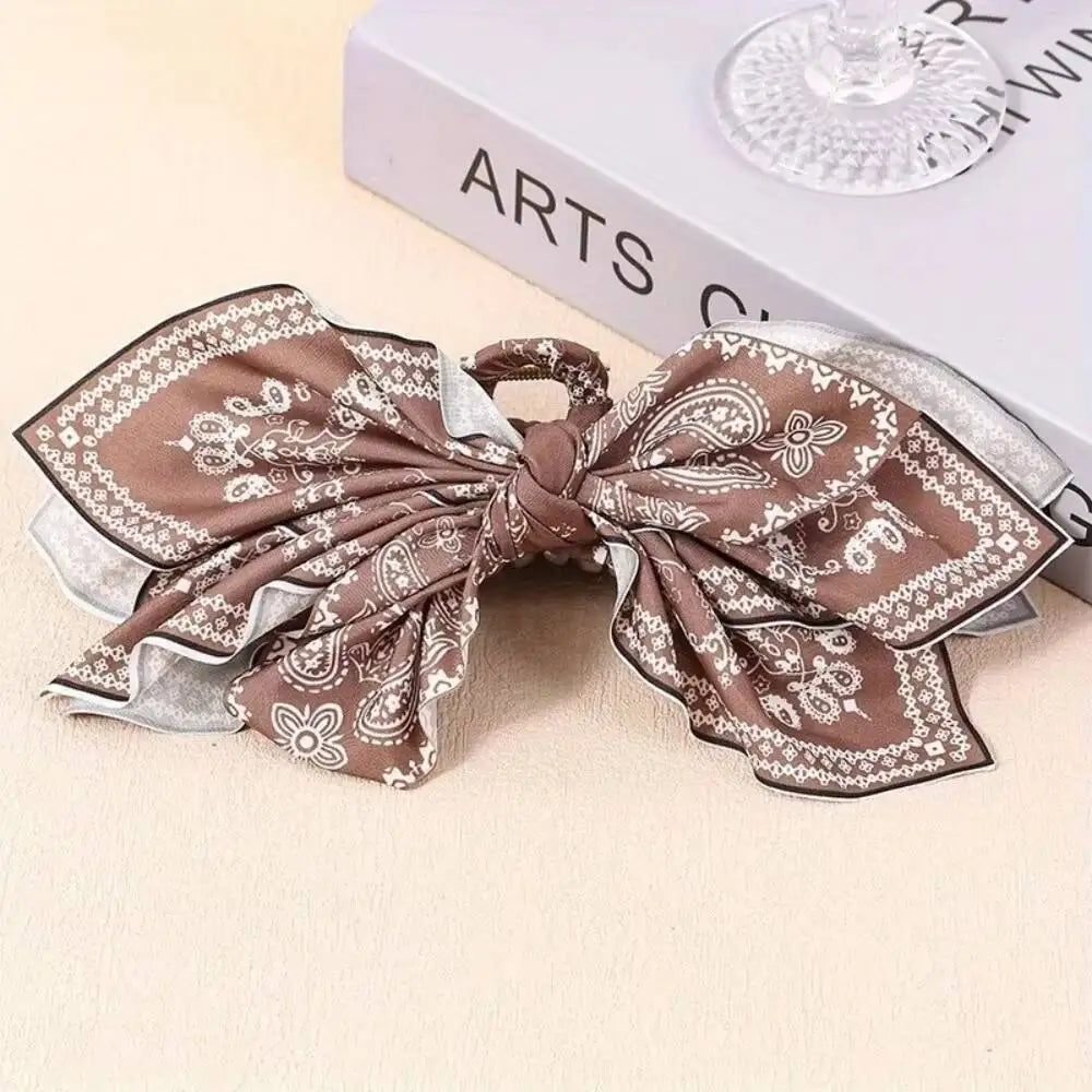 Paisley Cotton Hair Claw Clip with Bow | Women & Girls