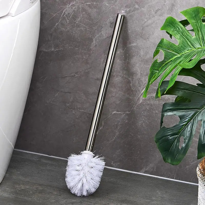 Stainless Steel Toilet Brush Set with Holder & Soft Bristles