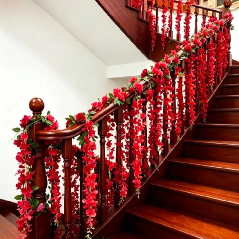 250cm Artificial White Rose Vine Garland – Wedding & Home Décor