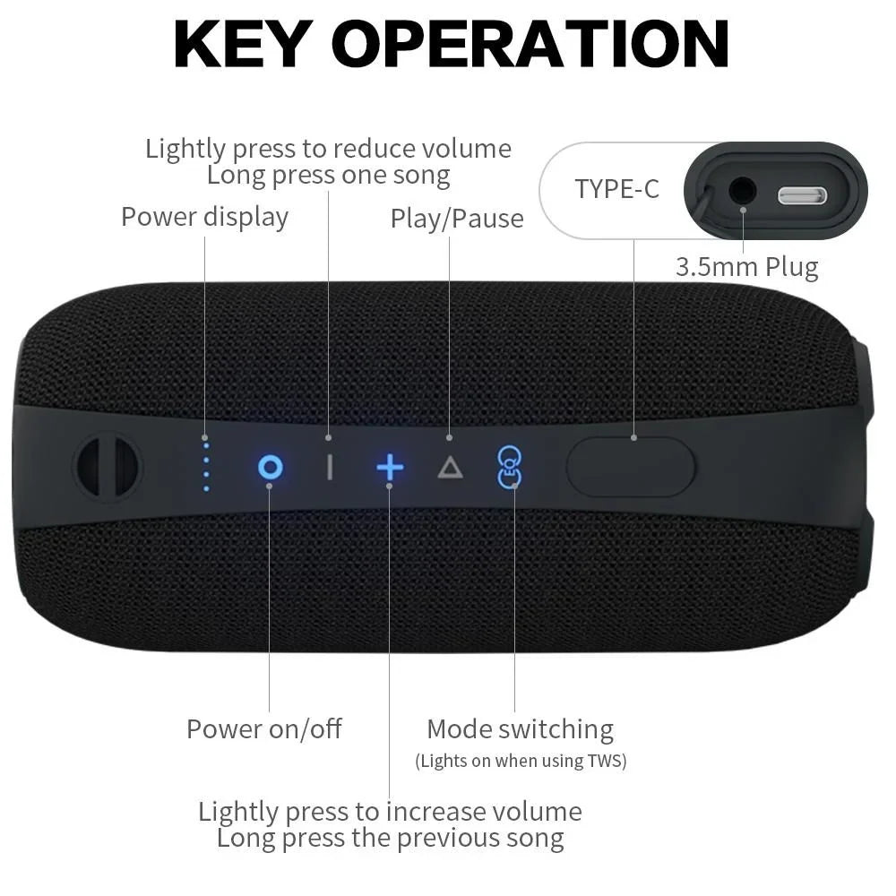 STONEGO Cyberpunk RGB Bluetooth Speaker – TWS Stereo Bass
