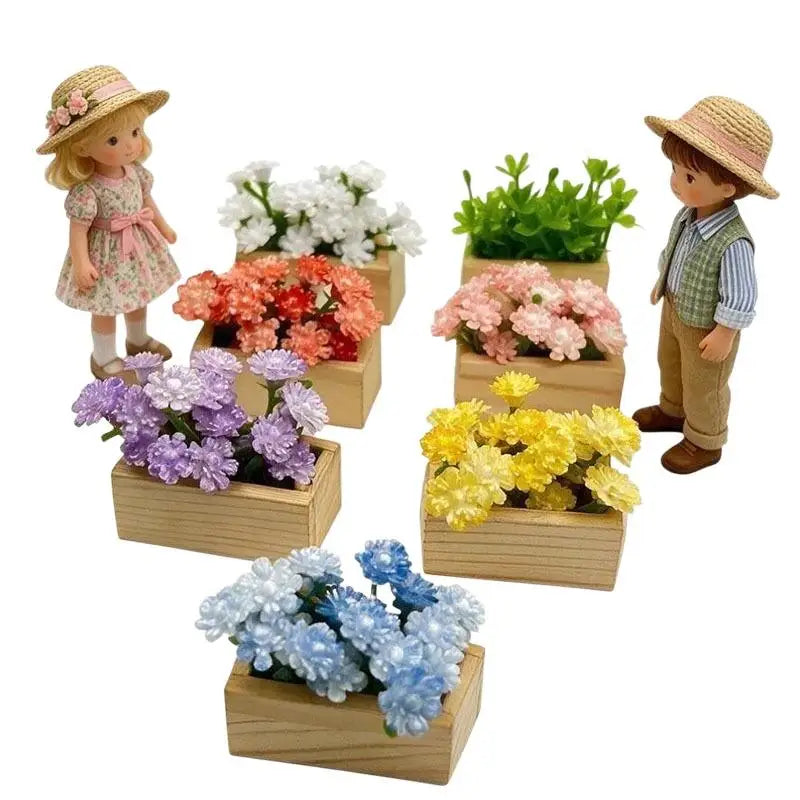 Miniature Artificial Gypsophila Potted Plant | Dollhouse Decor