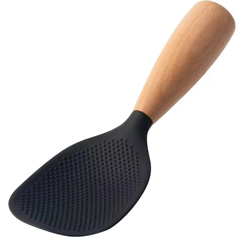 Wooden Handle Silicone Rice Spoon – Non-Stick & Heat Resistant