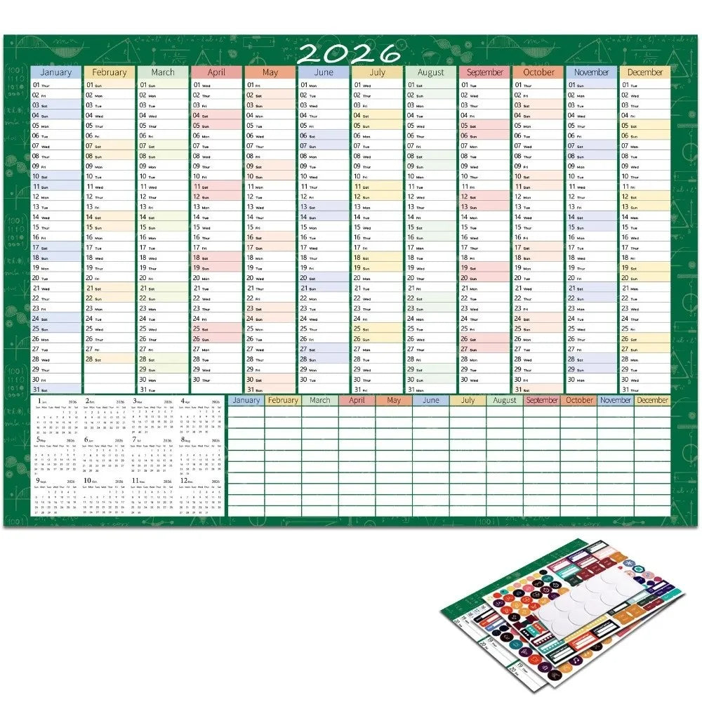 2026 Large Wall Calendar – 365-Day Annual Planner Sheet