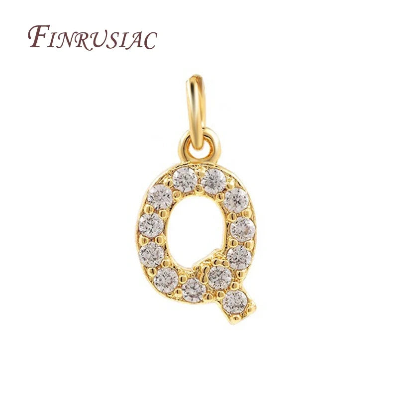 18K Gold Plated Zircon Letter Pendants A-Z Alphabet Charms