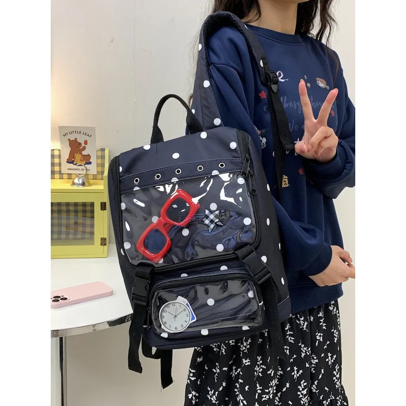 Polka Dot Star Transparent Backpack – Cute Lightweight Women's Bag