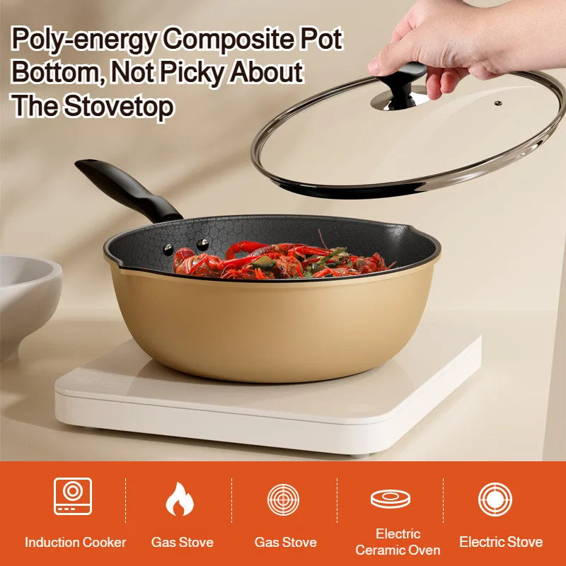 Honeycomb Nonstick Wok – Iron Fry Pan, Gas & Induction Safe