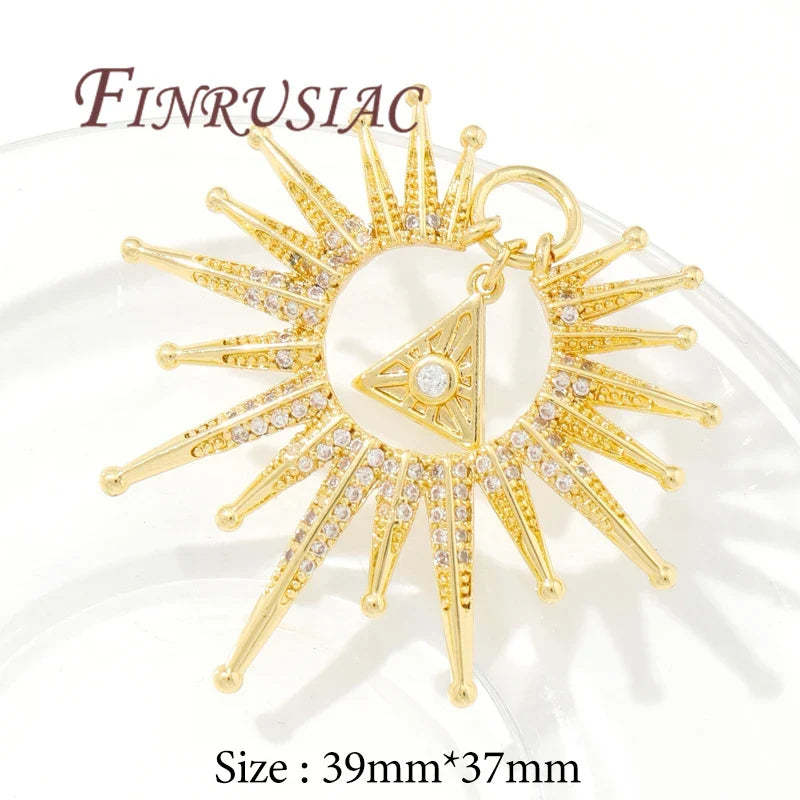 18K Gold Plated Sun & Star Pendant Charms | DIY Jewelry Findings