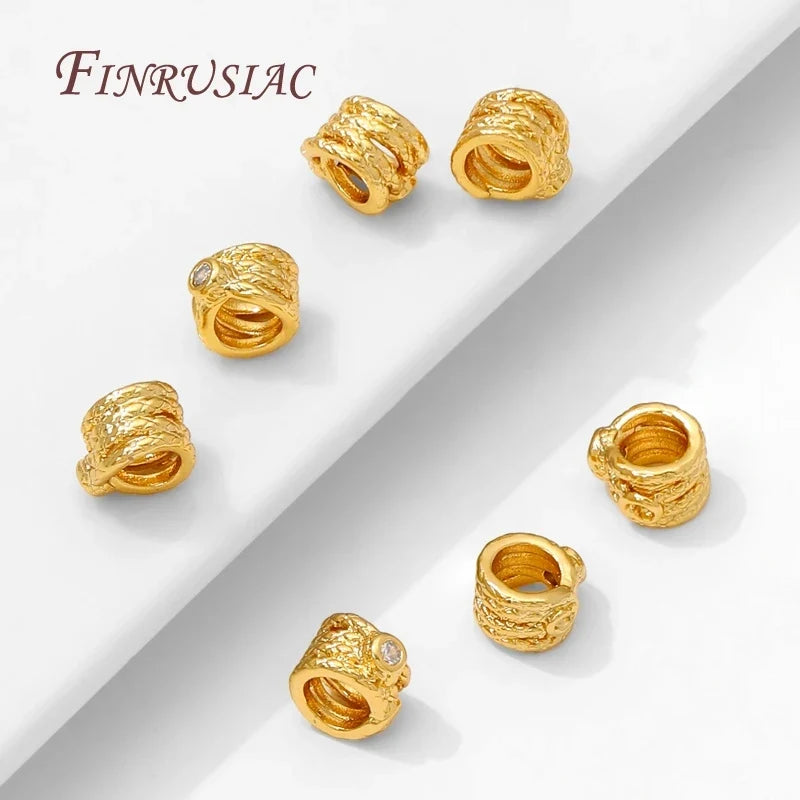 18K Gold Plated Zircon Spacer Beads – Large Hole for Bracelets