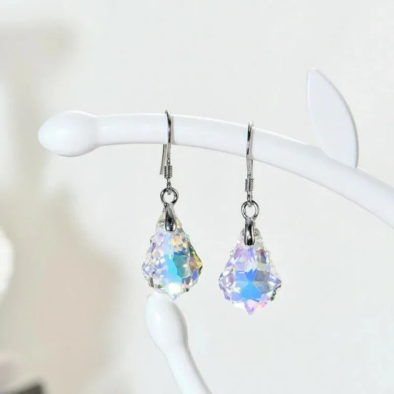 Water Drop Crystal Necklace & Earrings Set | AB White Glass