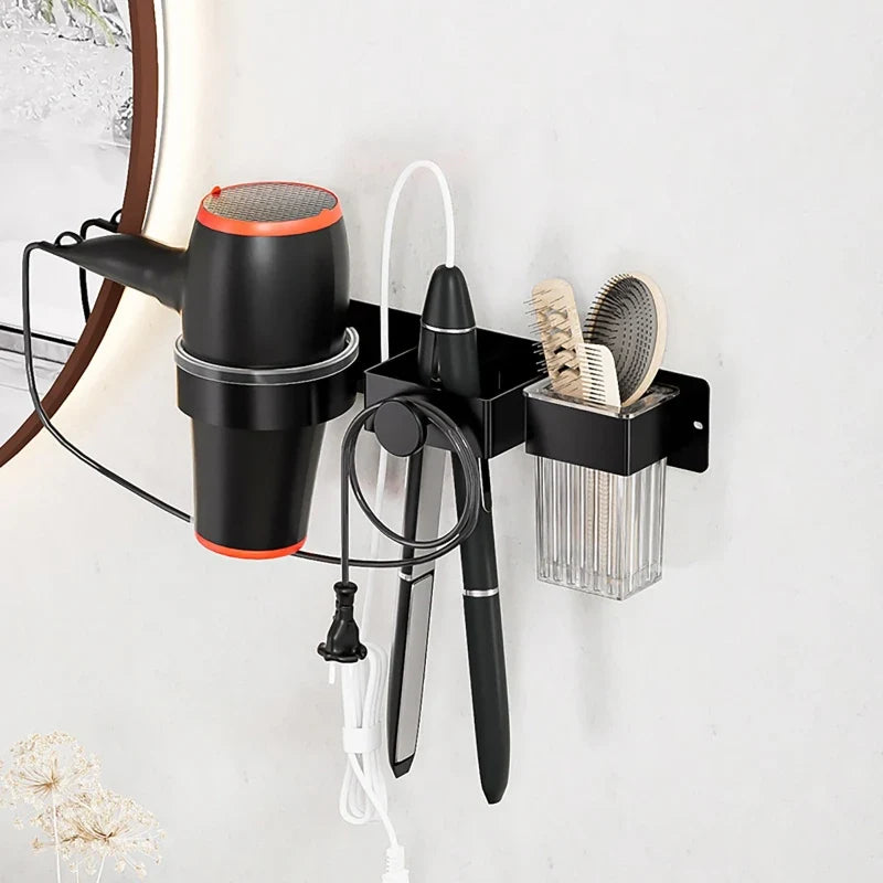 Wall-Mount Hair Dryer & Styling Tool Storage Rack