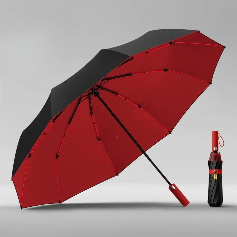 Windproof Auto Folding Umbrella – 10-Rib UV Protection Unisex