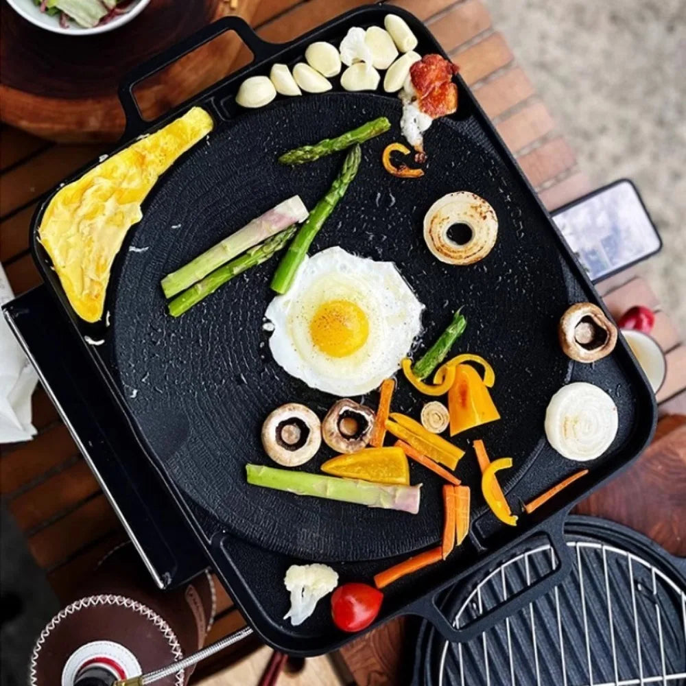 Korean Nonstick BBQ Grill Pan – Cast Aluminum Indoor/Outdoor