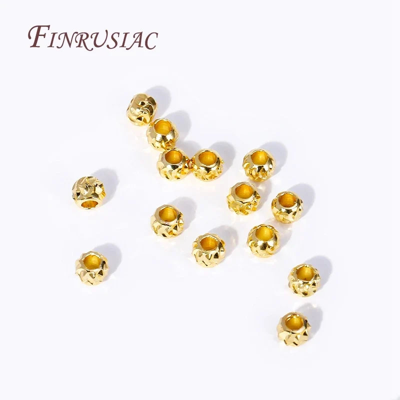 4mm 18K Gold Plated Corrugated Brass Spacer Beads for DIY Jewelry