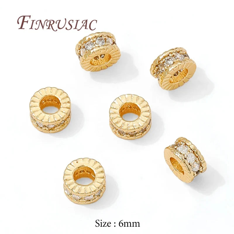 18K Gold Plated Zircon Round Spacer Beads 4mm 6mm 8mm – DIY