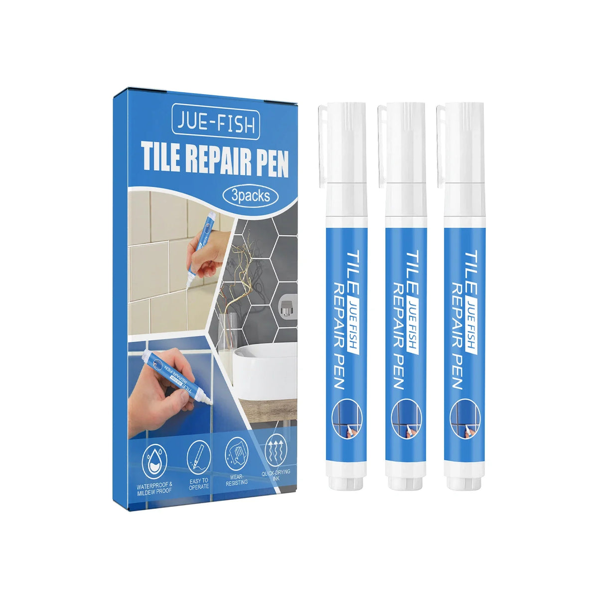 Tile Grout Paint Pen White Waterproof Marker – 3 Pack