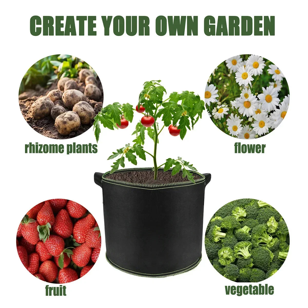 10 Gallon Fabric Grow Bags – Plant Pots with Sturdy Handles