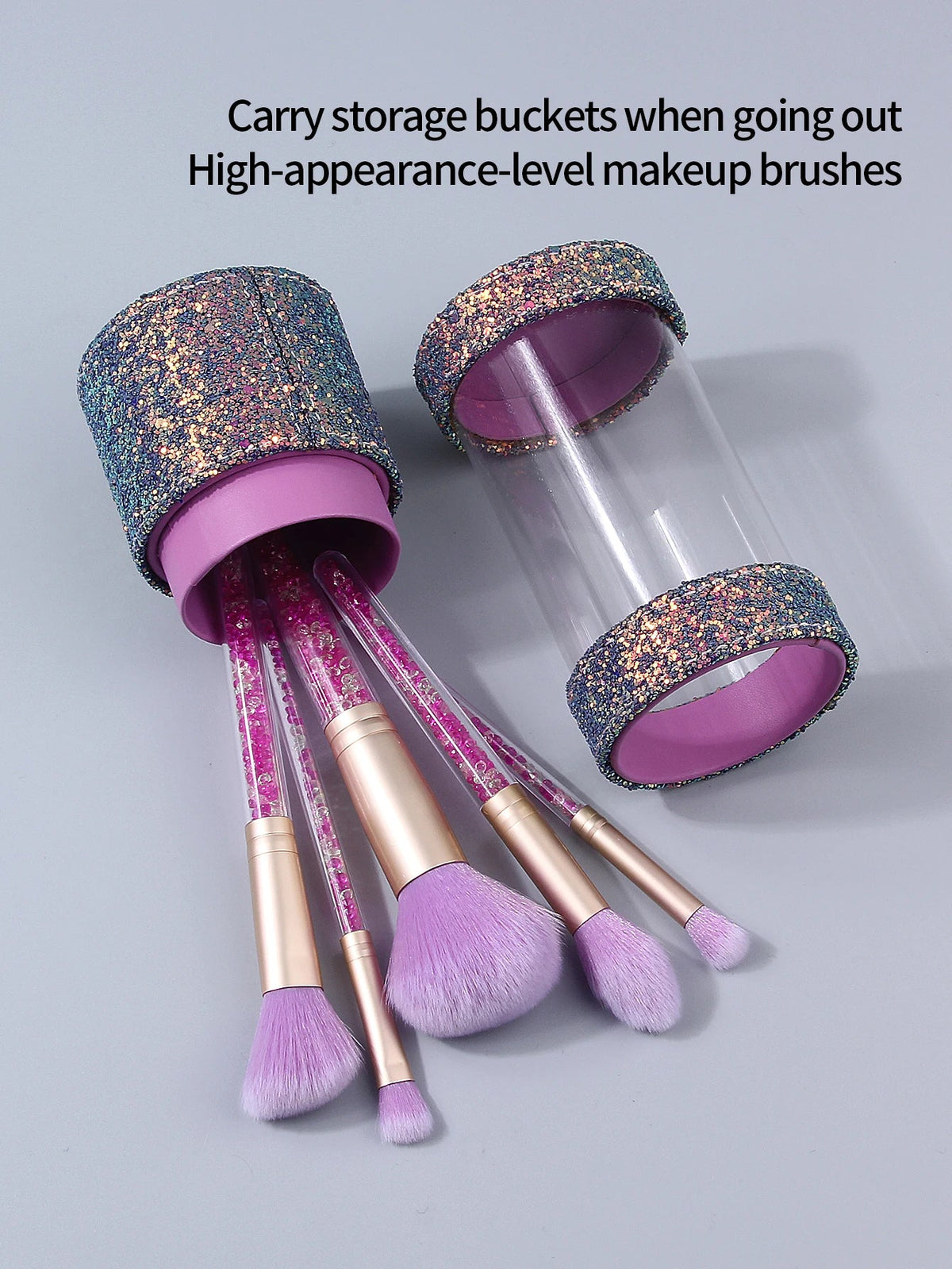 Beginner Makeup Brush Set – Diamond Handle & Storage Bucket