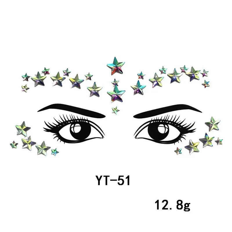 3D Crystal Rhinestone Face Stickers – Festival & Masquerade