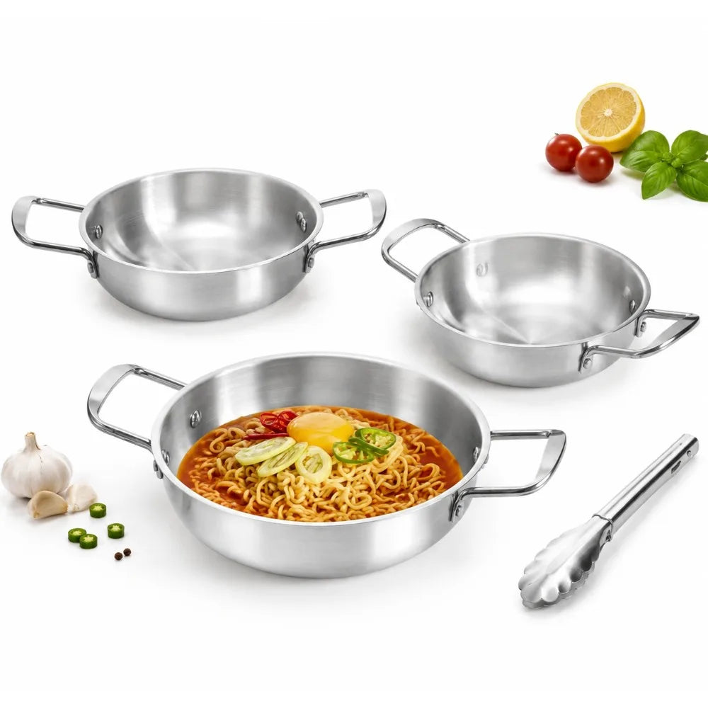 4-Piece Stainless Steel Noodle Soup Pot & Tong Set