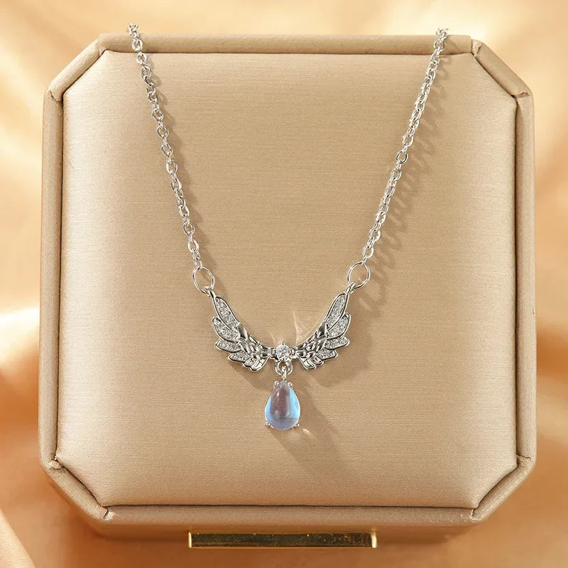 Women's Stainless Steel Clavicle Pendant Necklace | CZ Gem