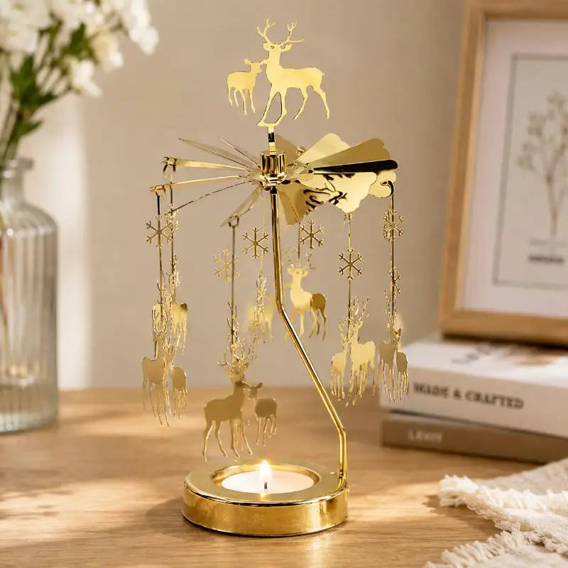 Heat-Powered Rotating Carousel Candle Holder | Stainless Steel