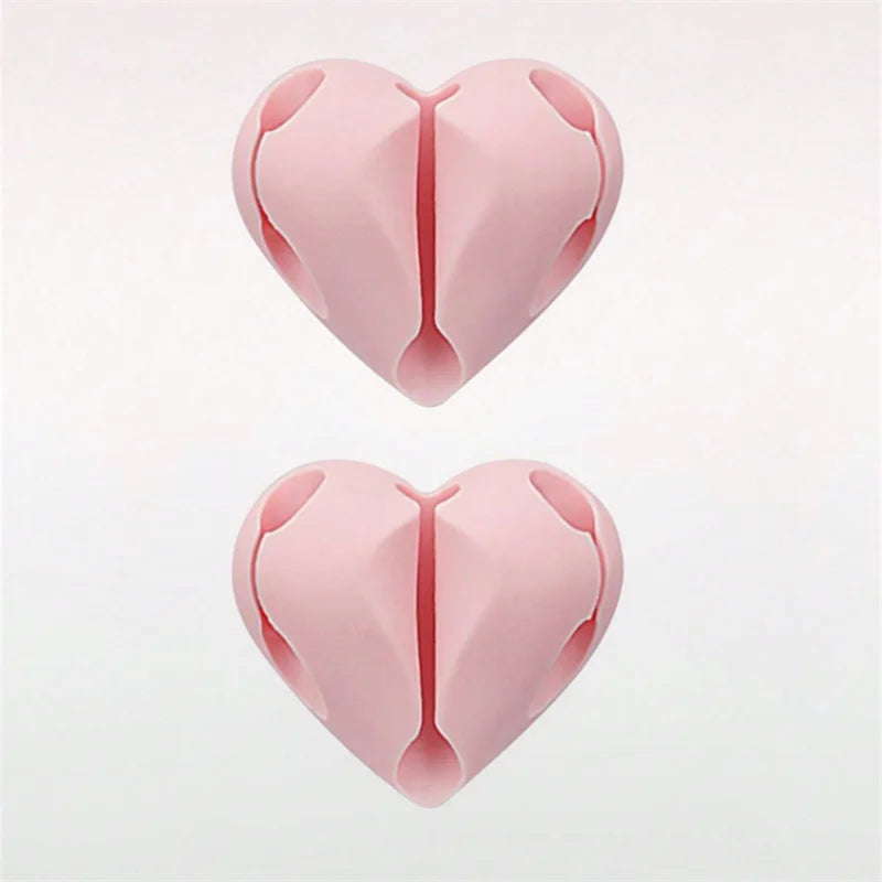 2pcs Heart-Shaped Cable Winder Clips – USB Cord Organizer
