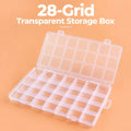 28-Cell Clear Plastic Storage Box with Dividers for Beads & Crafts